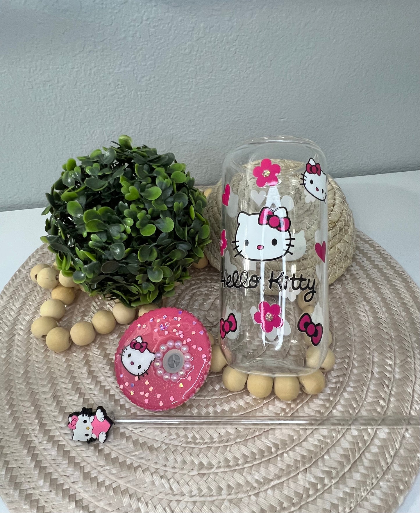 Gatita pink / Glass can