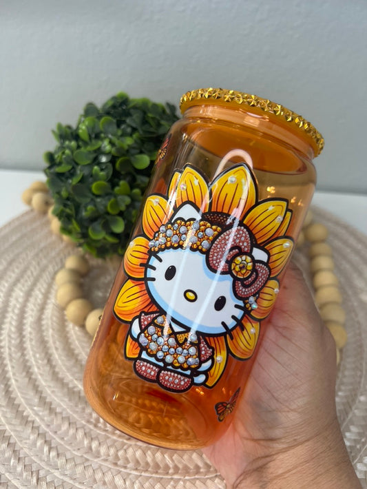 Beautiful Cat / Glass can